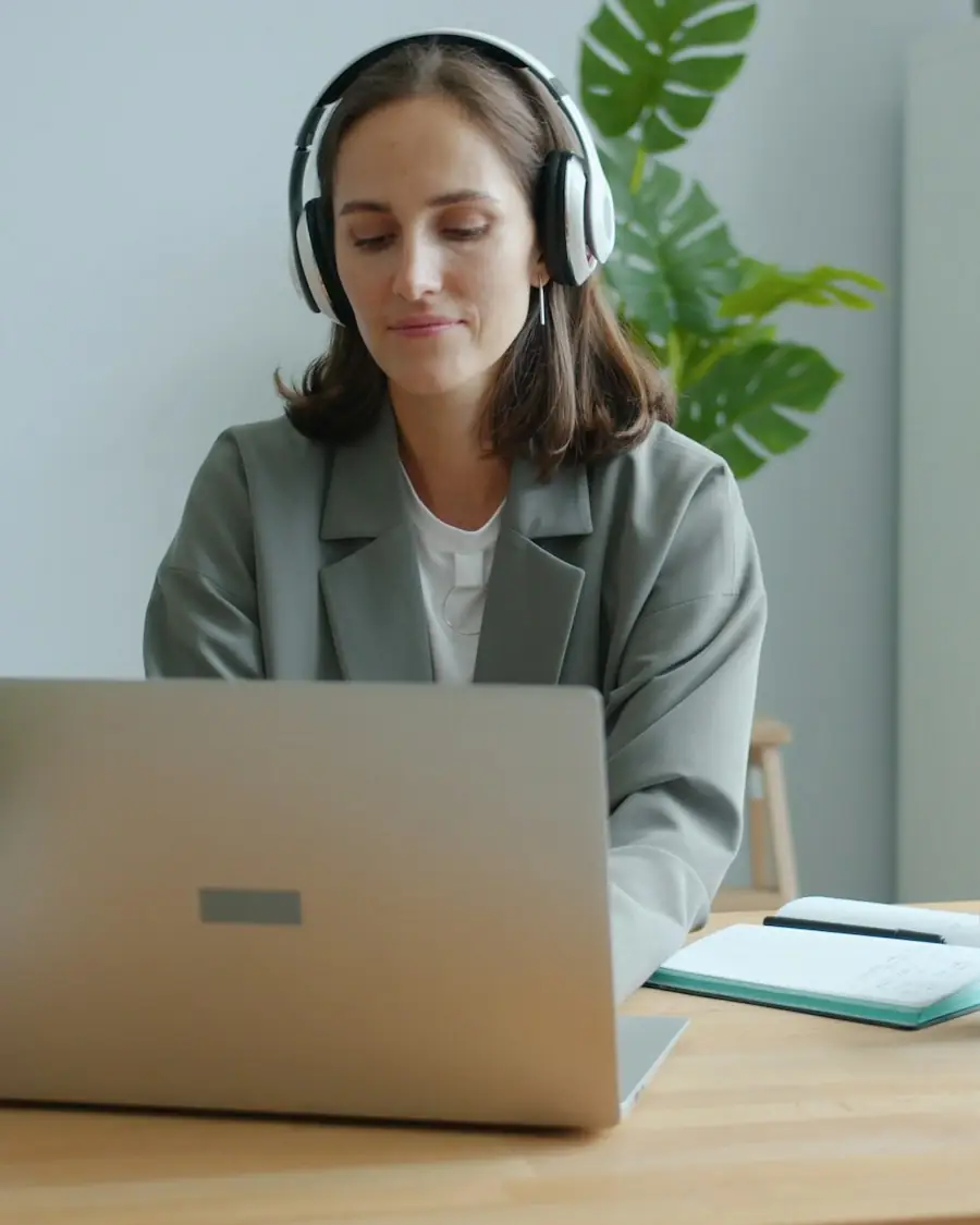A member of the team at a laptop, ready to reply